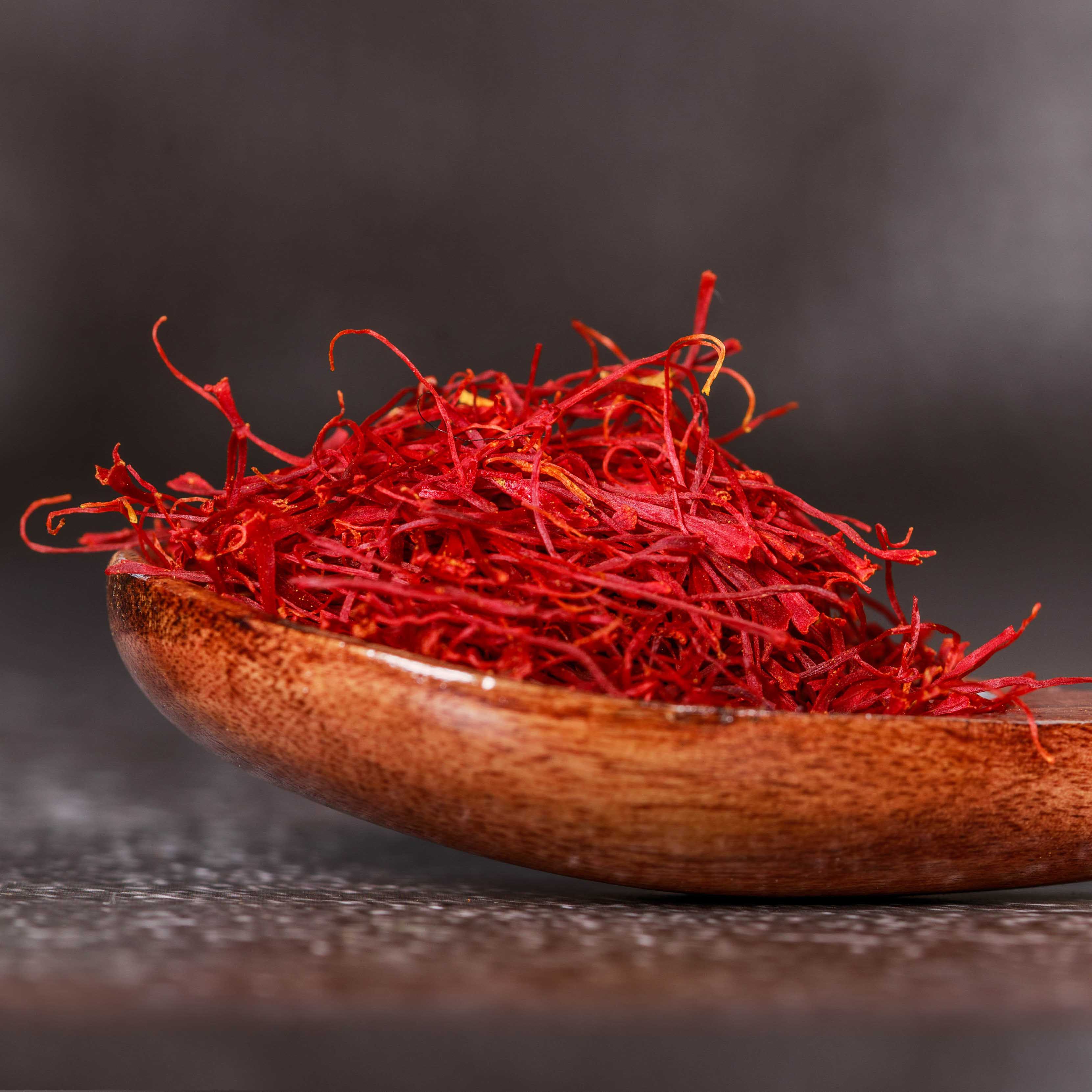 wooden spoon of saffron